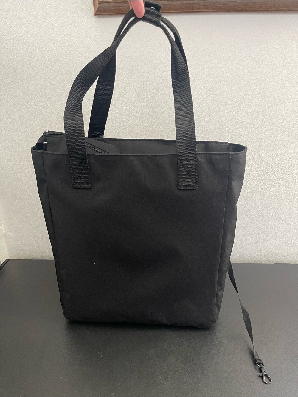 Lo & Sons Classic Black Canvas Laptop Tote Bag with Adjustable Strap